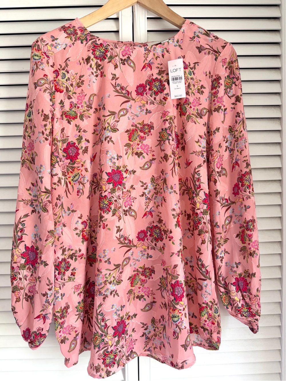 S💐 LOFT Maternity Paisley Floral Textured Print Light Peach Pink Blouse 🩷BCRF🎗️